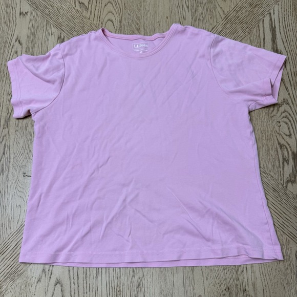 L.L. Bean Medium Pink Round neck Cotton Cropped Tee T-Shirt‎ Top - Picture 1 of 7